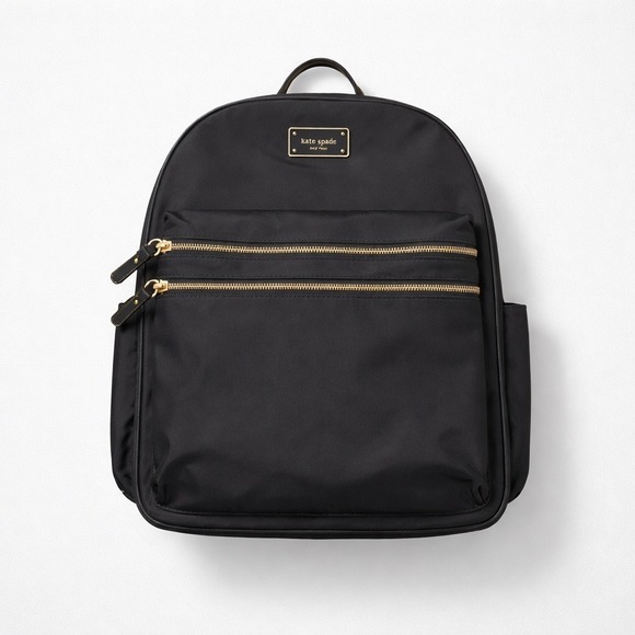 Kate Spade New York Chelsea Medium Backpack Black Nylon‎ Gold Hardware WKR00574 main image 12